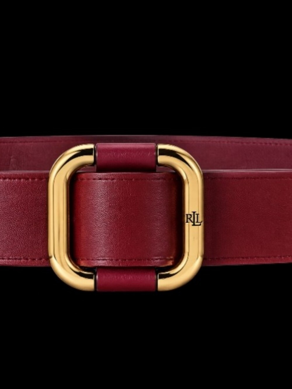 LAUREN RALPH LAUREN Burgundy Leather Slide Buckle Belt Gold LRL Size M